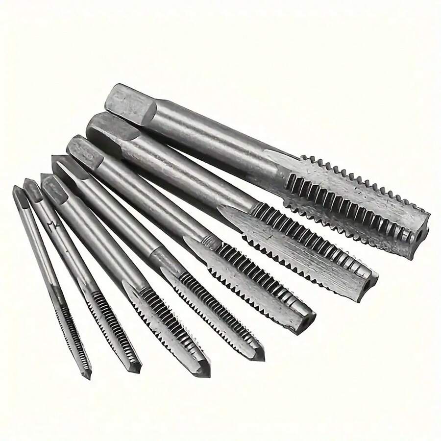 Bộ 5 vòi và khuôn ren hệ mét (M3, M4, M5, M6, M8), Vòi tay có rãnh, Vòi cắm thép tốc độ cao, Dụng cụ cầm tay gia công kim loại