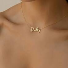 1pc Gold Silver Personalized English Font Name Necklace, Mother's Day Gift, Birthday Anniversary Gift For Friends, Classmates Graduation Christmas Family Gift (English Only) Stylish,Fall Fashion,Casual,Vintage,Old Money,Contracted,Simple Custom,Personalized,Unique Ideal Gifts For Her Girlfriend,Mom,Family,Friends,Daughter,Her,Grandparents For Anniversaries,For Birthdays,For Daily Wear,For Prom,For Mother's Day,For Valentine's Day,For Graduation,For Weddings