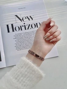 1pc Square Rose Gold Stainless Steel Quartz Watch With Bracelet, Fashion Casual Wristwatch For Daily