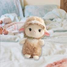 Borrego Borreguito de Peluche Suave Juguete De Peluche Borrego con Moño Muñeco De Peluche Relleno 32 cm - Café integral - Ver 3