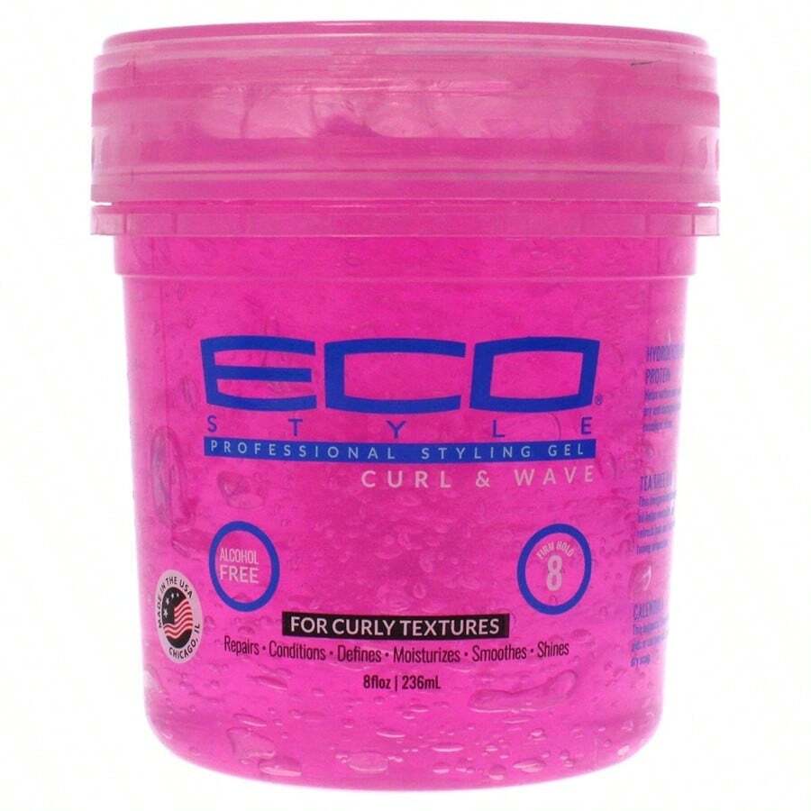 EcoStyle Hair Gel - Curl And Wave - Anti-Itch, Alcohol-Free Formula - Perfect Hold For Angled Or Tapered Sides - Ideal For Wavy Hair - No Flakes - Not Animal Tested - Moisturizes - 8 Oz - 粉色 - 查看 1