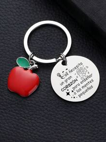 1 pieza Llavero de etiqueta de acero inoxidable como regalo del Día del Maestro, llavero para mochila/coche, regalo de graduación para accesorios de coche del maestro, dije para bolsa, mochila para la escuela