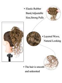 Ciocca per acconciatura da principianti con chignon morbido, estensioni sintetiche per capelli coda di cavallo per tutti i tipi di capelli, utilizzabile anche per acconciature da sposa, disponibile in tutti gli stili, colore naturale, riccio e ondulato, adatto a donne e ragazze, compatibile con costumi e parrucche da principessa - Color pianoforte - Visualizzare 7