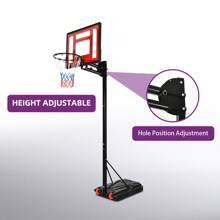 Adjustable Height 3.4-8.5 Ft Basketball Hoop, Basketball Hoop Outdoor, Basketball Hoop Goal System For Youth/Adults In Backyard/Driveway, Portable Outdoor W/ Weight Bag RED