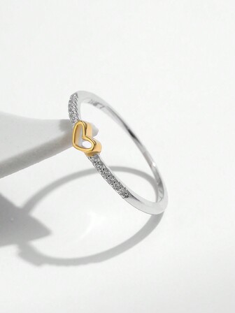 MODIAN Anel de dedo de amor infinito oco de prata esterlina 925, configuração incrustada de CZ, joias empilháveis, presentes para mulheres