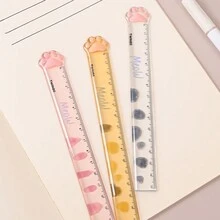 Transparent Camouflage Cat Paw Ruler, Cute Cartoon Cats Claw Ruler Plastic Measuring Tool For Student School Office,Rulers - Multicolor - View 4