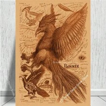 1 件,自然研究红狐/龙/象/凤凰/夜骐/狼/野兔海报印刷品牛皮纸复古家居房间装饰墙画可选框架 - 彩色 - 查看 25