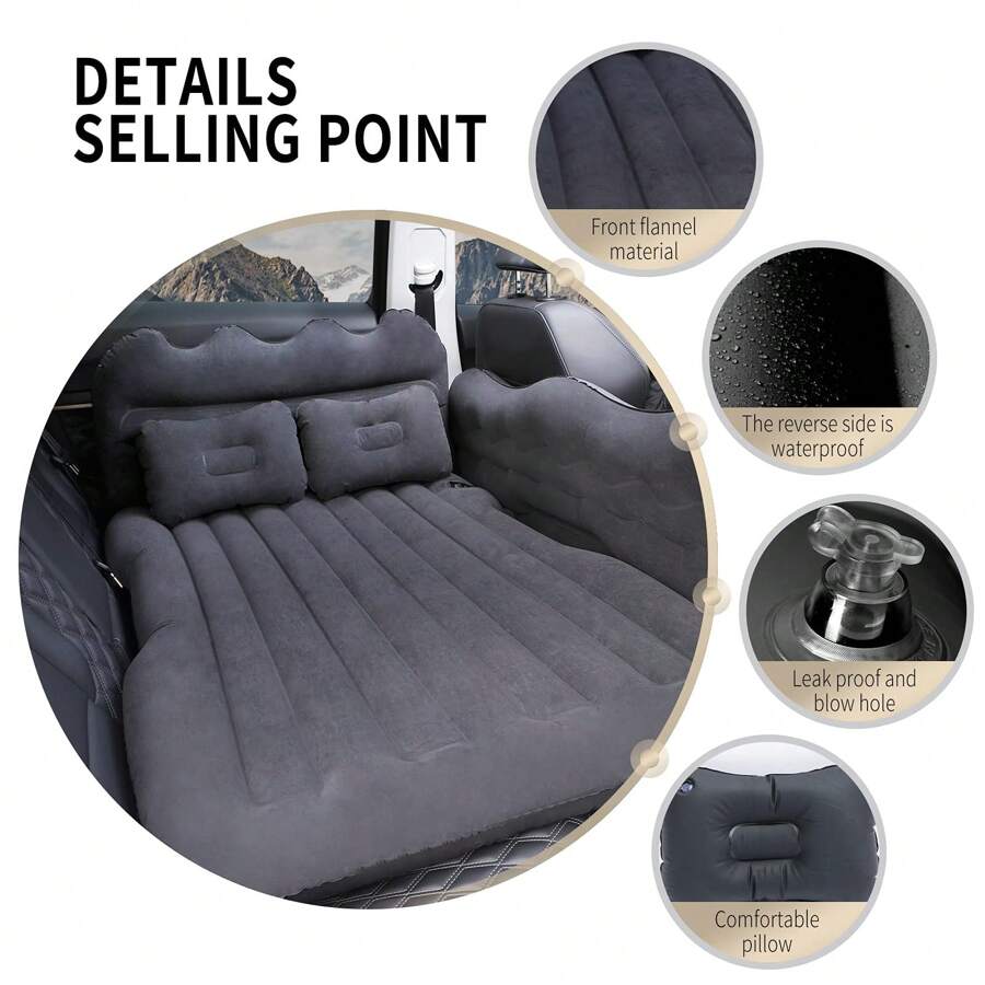 Inflatable Air Mattress With Sides For Car Back Seat Sleeping Pad