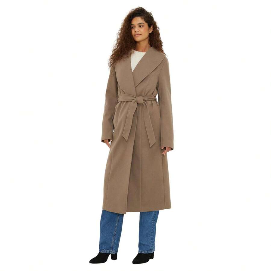 Dorothy Perkins Womens/Ladies Wrap Tall Long Coat (Mink) - 02 Soft Brown - View 1