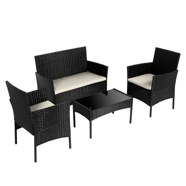 4PC Outdoor Garden Rattan Furniture Set