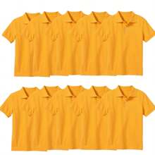 10-Pack School Uniform Tagless Polo Shirts For Boys - Gold - View 1