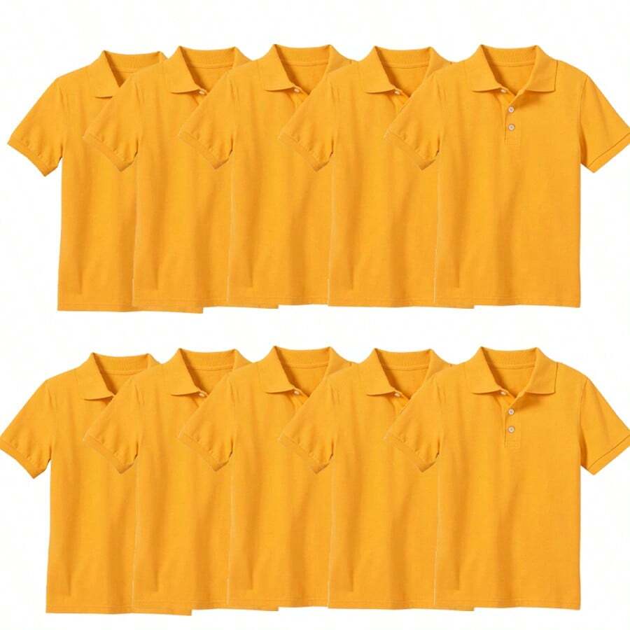 10-Pack School Uniform Tagless Polo Shirts For Boys - Gold - View 1