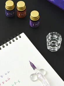 16 piezas/Set Pluma de cristal con diseño de cielo estrellado, incluye pluma fuente de tinta de inmersión, pluma de inmersión de cristal, pluma de práctica de escritura, regalo de papelería para estudiantes - azul real - Ver 8