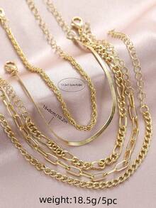 5pcs Simple Style Stacking Bracelets For Women, Everyday Wear & Party - Gold - View 10