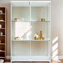 Glass Display Cabinet For Collectibles,Floor Standing Glass Display Case For Toys&Books,Curio Cabinets With Glass Doors,Glass Cabinet Display Case With 3-Shelf For Bedroom,Living Room - White - View 1