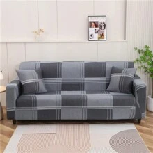 1pc Stretch Sofa Cover, All-Inclusive Polyester Fiber Sofa Slipcover, Knitted Milk Silk Four Seasons Universal Sofa Cover - Dark Grey - View 5