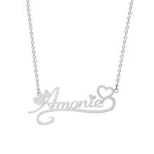 1pc Personalized English Name Necklace, Stainless Steel Heart Pendant, Luxurious Classic Style Customizable Wedding Jewelry Gifts For Women