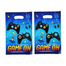 10pcs/20pcs/30pcs/50pcs/100pcs Gift Packaging Bags, Blue Gaming Themed Gift Bags With Game Joystick Pattern, "GAME ON" Candy/Cake Packaging Bags, Gift Bags For Christmas, Party, Celebration, Christmas