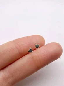 1Pair 925 Sterling Silver Dainty Tiny Heart Stud Earrings Flat Back Stud Earrings For Women Cartilage Helix Piercing Fine Jewelry Perfect For Daily Wear Wedding Party Engagement Anniversary Valentine's Day Valentines