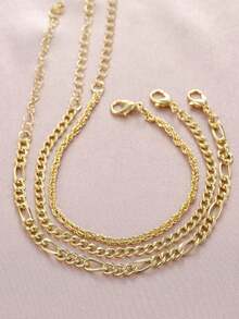 5pcs Simple Style Stacking Bracelets For Women, Everyday Wear & Party - Gold - View 4