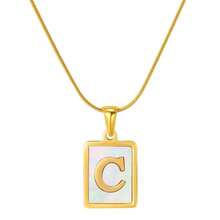 1 Stück minimalistische 3D Muschelform Buchstaben Kette aus Edelstahl, Damen Titanstahl 26 Buchstaben Anhänger Schmuck A-Z - Gold - Übersicht 3