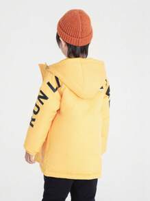 Annil Boys' Hooded Mid To Long Down Jacket Winter Style Fashionable And Versatile Western Coat - Yellow - View 2