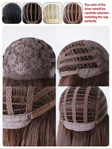 Bộ tóc giả tổng hợp xoăn dài 1 mảnh quyến rũ với tóc mái bồng bềnh quyến rũ - Sang trọng dễ dàng cho người mới bắt đầu, Màu nâu, Chịu nhiệt & Thanh lịch vượt thời gian. Dài 24 inch, được làm từ sợi, thích hợp để sử dụng hàng ngày, vẻ ngoài hoàn toàn tự nhiên với nắp lưới hoa hồng thoải mái.- Dễ dàng đeo và đi - màu nâu - Xem 12