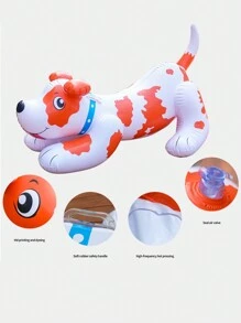 1 Piece Inflatable Toy Water Mount PVC Cartoon Animal Water Play Surfboard Inflatable Spotted Dog - Multicolor - View 3