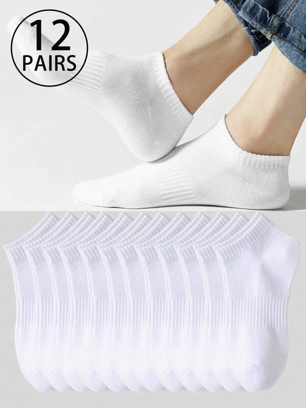 1/3/5/10/12 Pairs Of Short Socks That Absorb Moisture And Sweat, Summer White Socks, Gray Socks, Black Socks, Fabric Men's Ankle Socks, Crew Sports Socks, Men's Socks, Soft Men's Ankle Socks, Regular Men's Ankle Socks, Daily Socks