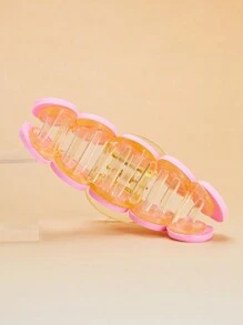 1pc Colorful Smiling Face Hair Claw, Dopamine Colorful Hair Claw, Suitable For Daily Use - Pink - View 4
