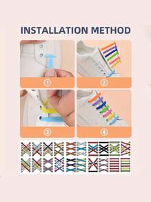 16pcs/Set Silicone Elastic Shoelaces, Multi-Color Options