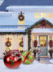1 Pc 60cm Giant Inflatable Christmas Decoration Ball Ornament - Weather-Resistant PVC Material, Uncharged, No Electricity Required, Perfect For Outdoor Holiday Yard Lawn Porch Easter Decoration,Christmas - 1pc - View 10