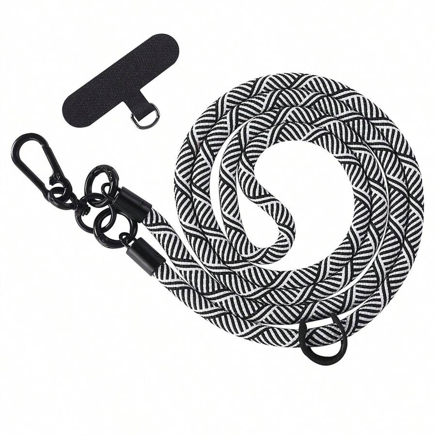 1 dây đeo điện thoại di động bằng vải nylon sọc ngựa vằn, dây treo điện thoại di động ngoài trời, dây đeo chéo vai, phụ kiện máy ảnh cao cấp làm quà tặng cho mẹ, gia đình, bạn bè, sinh nhật, ngày lễ, mặt dây điện thoại, dây đeo điện thoại - Đen và trắng - Xem 1