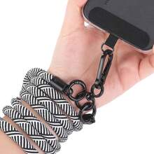 1 dây đeo điện thoại di động bằng vải nylon sọc ngựa vằn, dây treo điện thoại di động ngoài trời, dây đeo chéo vai, phụ kiện máy ảnh cao cấp làm quà tặng cho mẹ, gia đình, bạn bè, sinh nhật, ngày lễ, mặt dây điện thoại, dây đeo điện thoại - Đen và trắng - Xem 3