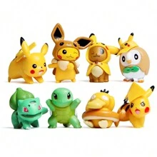 pokemon 2/4/8 Stücke sortierte Miniatur Cartoon Figuren: Taschenmonster Figürchen, Heimdekoration, Auto Innenausstattung Zubehör, Büro Schreibtisch Spielzeug, Blind Box Geschenke (zufällige Stile, gleiche Wahrscheinlichkeit)