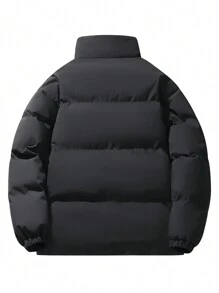 Padded Coat Men's Thick Warm Outerwear Autumn Winter Stand Collar Parka Warm Padded Jacket - Black - View 2