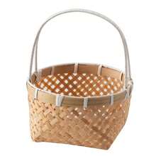 1pc Woven Bamboo Small Basket With Round Handle, Fruit/Snack/Gift Basket - Brown - View 7