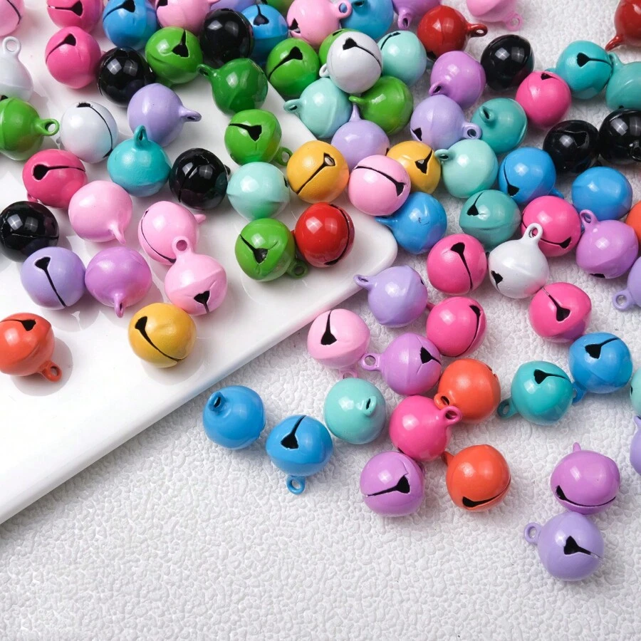 12 Pieces 13.5mm Assorted Colors Jingle Bells,Metal Round Bells,Pet Bell,Craft Bells,Small Bells DIY Bracelet Anklets Necklace Knitting Jewelry Making, Colored Christmas Bells For Christmas Wind Chimes,Holiday Home Party Decoration - Bell - View 1