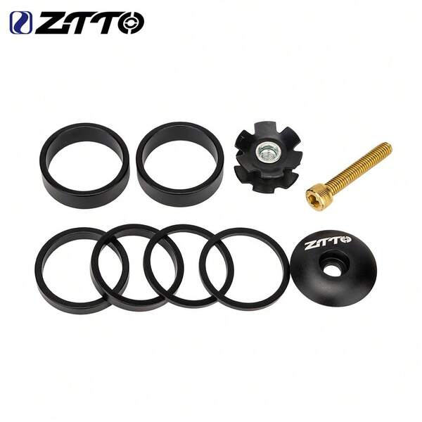 ZTTO Bicycle Aluminum Alloy Headset Spacer Stem Top Cap Stainless Washer Ring Screw 28.6mm Bike Fork Steerer Tube Star Nut