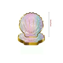 10pcs/20pcs/50pcs Pink And Purple 7inch 9inch Mermaid Plates Seashell Paper Plates Sea Iridescent Mermaid Party Shaped Plates Disposable Holographic Foil Cake Party Supplies For Mermaid Party Birthday Shower Wedding , For Halloween Or Christmas Party - Multicolor - View 15
