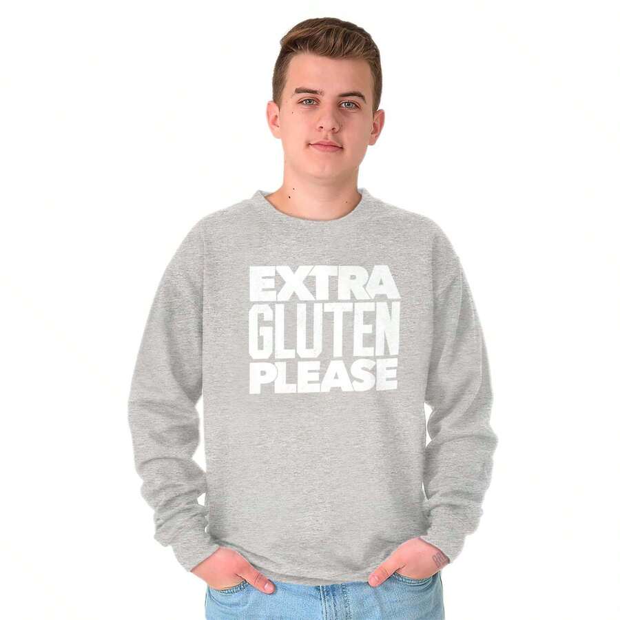 Extra Gluten Please Foodie Love Carbs Sweatshirt - Sport Grey - View 1