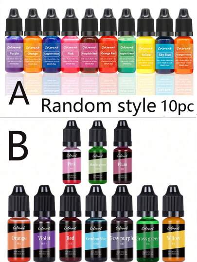1 pieza/(Set de 10 piezas) Tinte para jabón - Kit de suministros para elaborar jabones, Set de pintura para jabón con 10 colores de 10 ml/unicolor aleatorio, Colores líquidos para jabones para elaborar jabones hechos a mano, bombas de baño DIY, elaboración de jabones, slime, manualidades, velas, pintura epoxi para resina