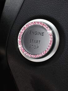 1-Key Start Decorative Ring, Switch Protective Cover, Crystal Rhinestone Car Interior Decor Sticker - Multicolor - View 7