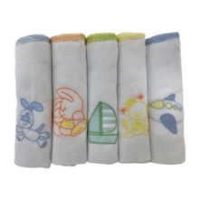Kit With 5 Embroidered Diapers Double Fabric 70 X 70 Cm - Màu xanh nhạt - Xem 2
