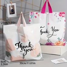 50 件，全新感谢礼品袋，爆炸性塑料手提袋，服装店购物袋，小型企业用品，促销，购物袋，派对袋，婚礼生日派对礼品袋，工艺手提袋，派对礼品，生日装饰，派对礼品装饰 - 彩色 - 查看 5