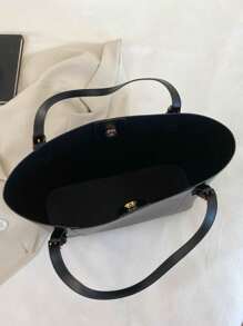 Women Handbag Genuine Leather Tote Bag Shoulder Purses - Black - View 6