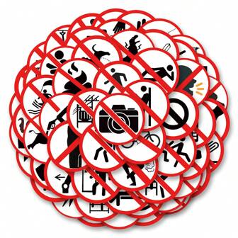 62pcs Prohibition Sign Stickers, Cute Cartoon Graffiti Waterproof Vinyl Stickers Suitable For Water Bottles, Laptops, Phones, Skateboards, Guitars, Luggage, Scrapbooks, Helmets, Decorations For Children, Teens And Adult Parties