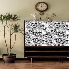 1 Roll Removable Black & White Skull Floral Peel And Stick Wallpaper, Gothic Skull Graffiti Wallpaper For Cabinet, Room Decor Halloween Decor Christmas Decoration Thanksgiving Wedding Home Decor Home Decor Fall Decor Autumn Decor Birthday Decorations For Gifts Party Supplies Indoor Holiday Festival Decor Wall Decor Halloween Ornaments