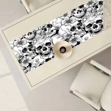 1 Roll Removable Black & White Skull Floral Peel And Stick Wallpaper, Gothic Skull Graffiti Wallpaper For Cabinet, Room Decor Halloween Decor Christmas Decoration Thanksgiving Wedding Home Decor Home Decor Fall Decor Autumn Decor Birthday Decorations For Gifts Party Supplies Indoor Holiday Festival Decor Wall Decor Halloween Ornaments