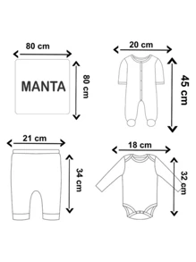 SHEIN Momscare Complete Maternity Outfit Set 06 Pieces In Sublimated Velvety Plush High Quality Print Boy Girl Soft Anti-Allergenic - 藕粉色 - 查看 3